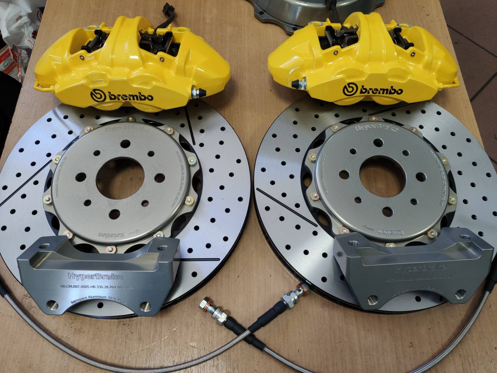 HyperBrake Motorsport Front 4pot Big Brake Kit without calipers for Fiat Coupe (175)  for Brembo calipers from Alfa Romeo Giulia Veloce and 2-Piece Full Floating Brake Rotors 330x28mm - Image 3